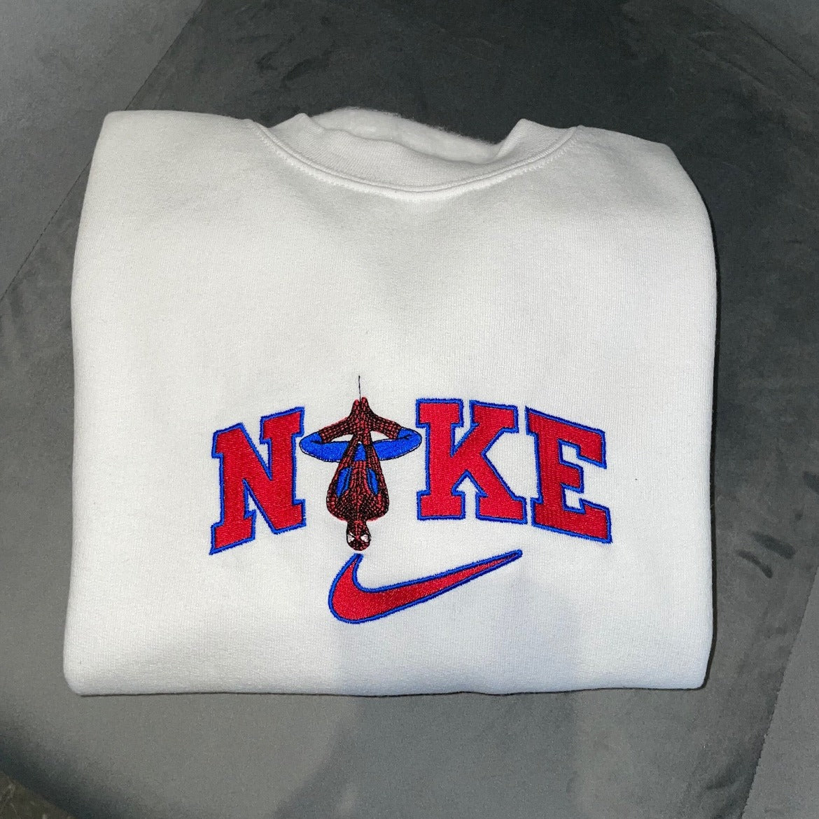 A close-up of the soft and comfortable fabric of a Kid's Comic Style Crew Neck Sweatshirt.