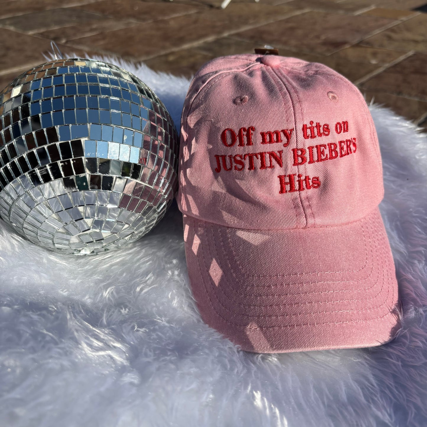 Off my tits on (YOUR FAVOURITE ARTIST) Hits. Custom embroidered cap 🧢 🎶