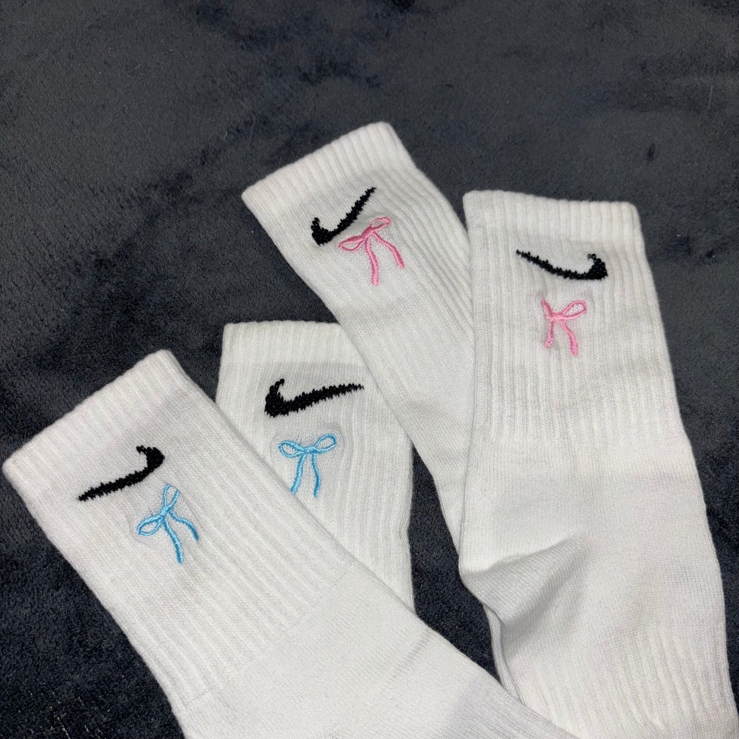 Custom embroidered nke bow socks