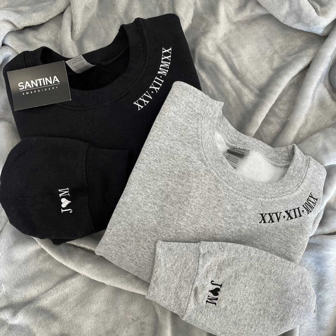 Curved Neckline Roman Numeral Anniversary Sweatshirts