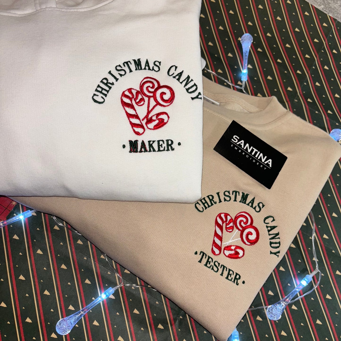 Christmas CANDY Maker / tester embroidered sweatshirt, matching sweatshirts for couples or besties (Copy)