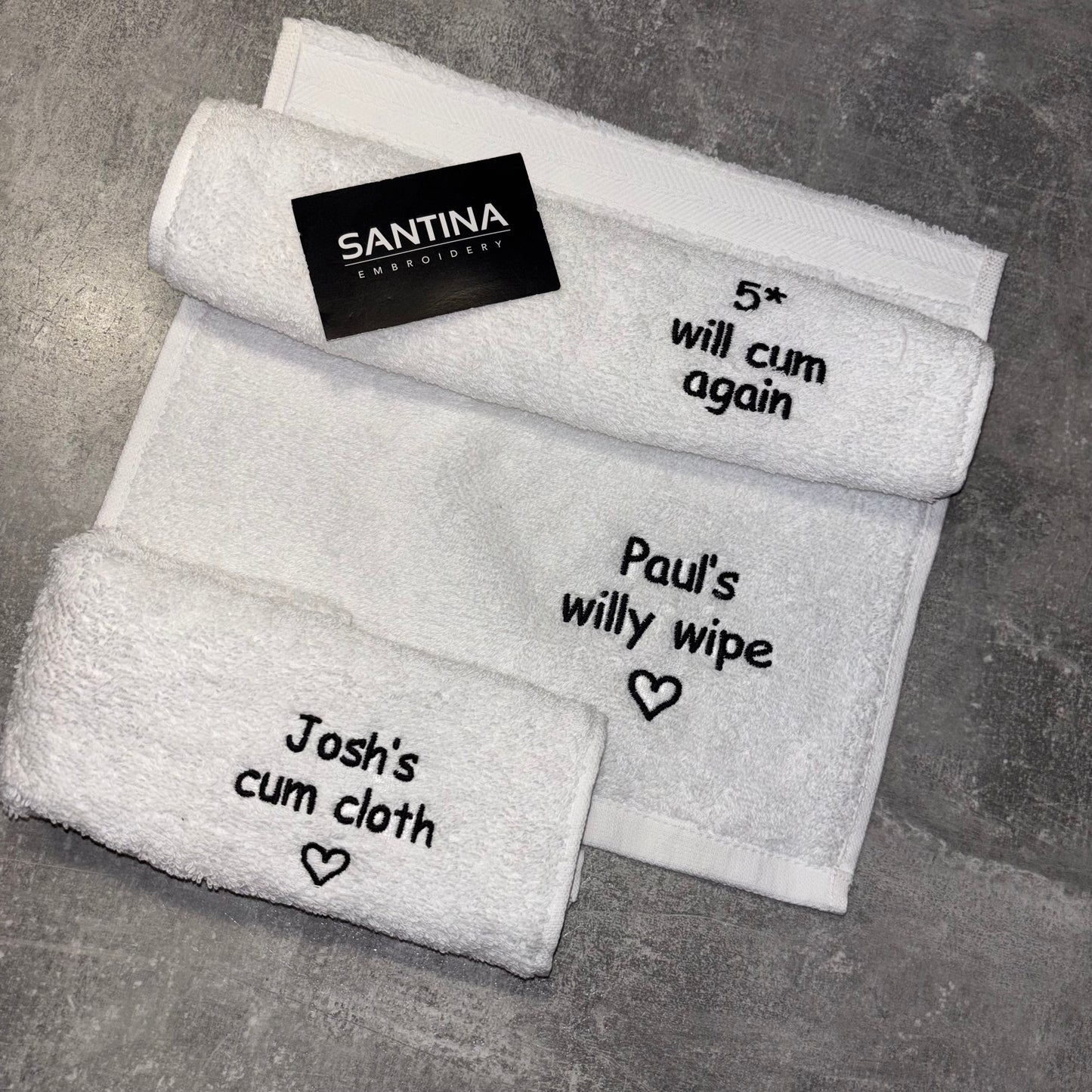 After sex personalised funny towel.
