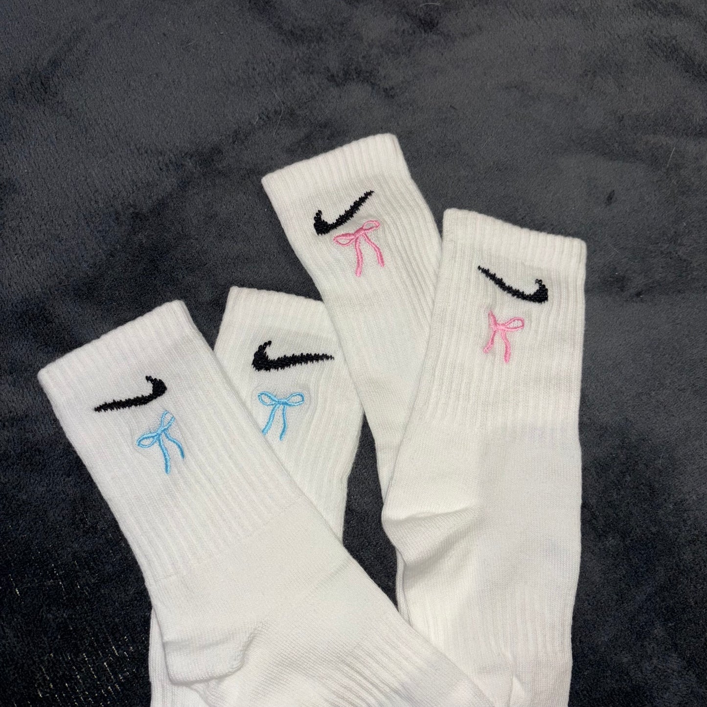Custom embroidered nke bow socks