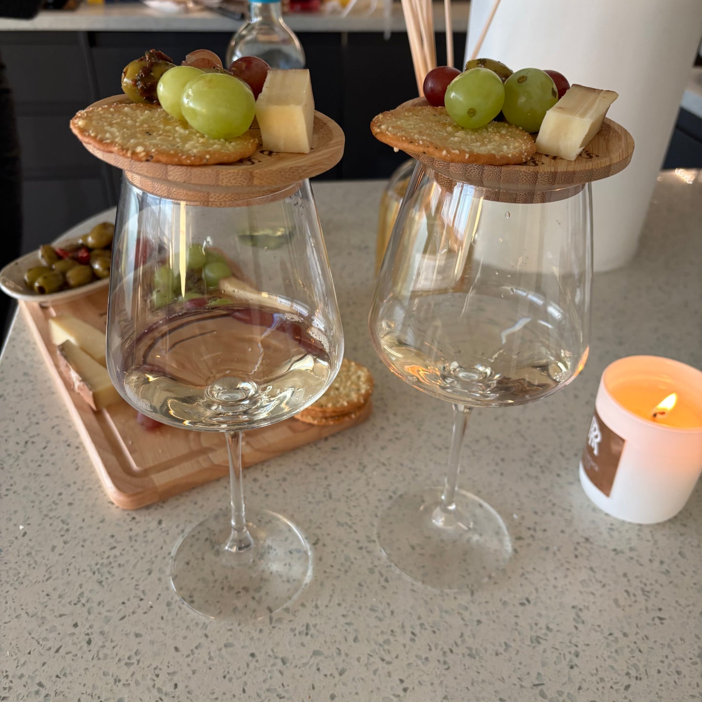 Engraved charcuterie wine glass toppers. Picky bits boards for wine / cocktail glass 🍷