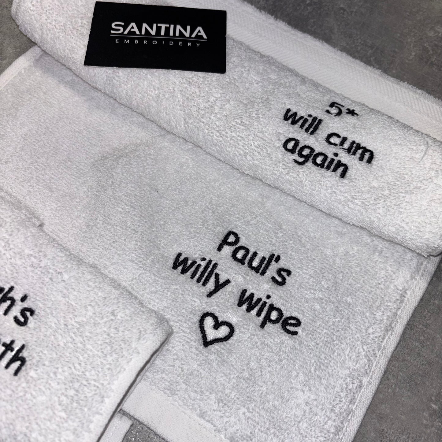 After sex personalised funny towel.