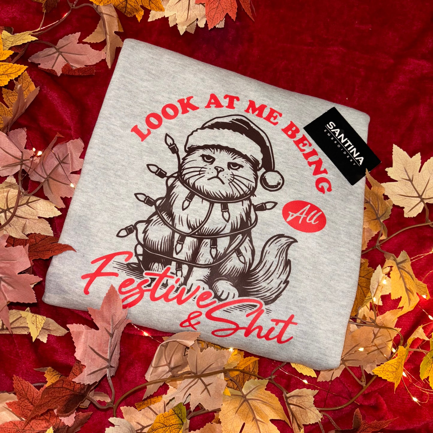 Festive & shit printed crewneck