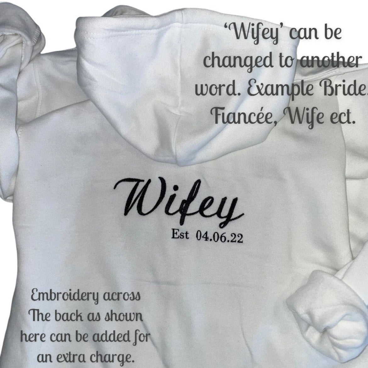 Personalized Zip-Up Hoodie for Wifey and Brides with Custom Embroidery