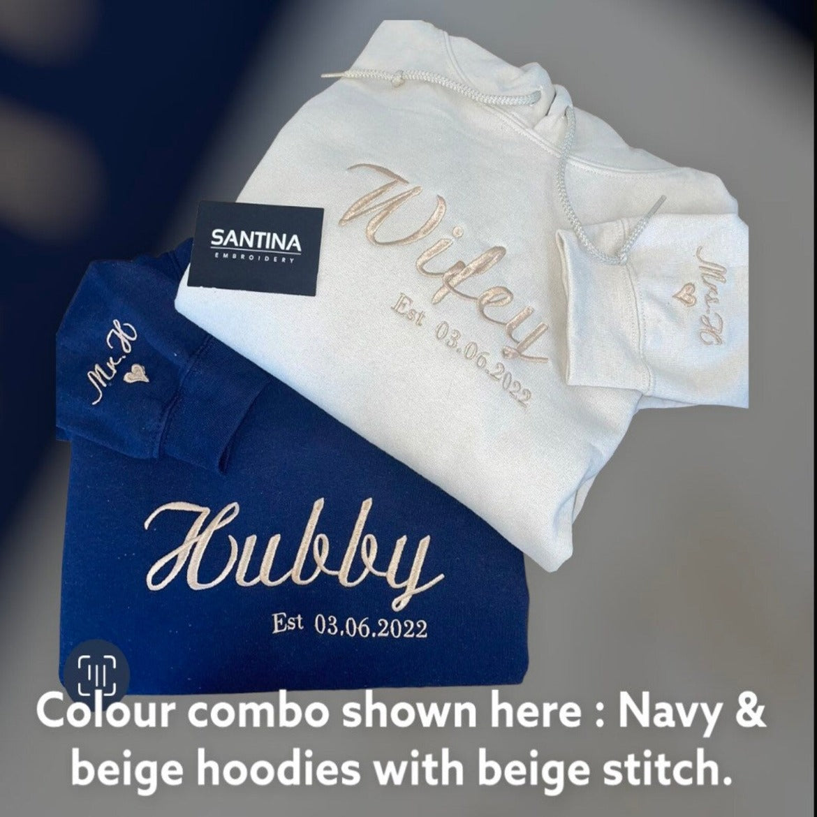 Custom Embroidered "Wifey of Hubby" Hoodie with Wedding Date
