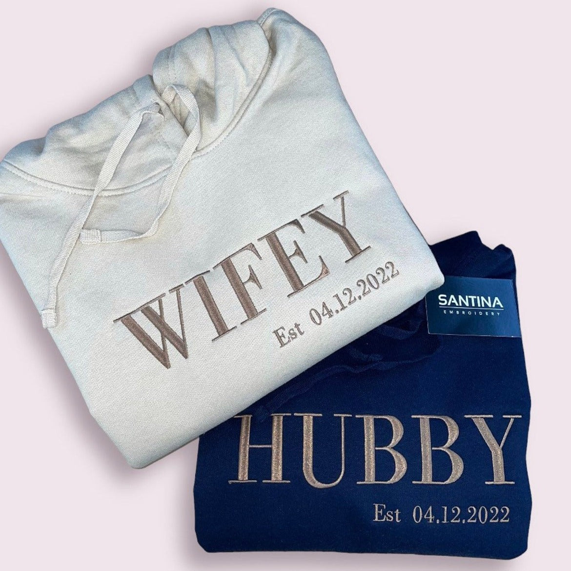 Custom Embroidered Date Hoodies for Wifey and Hubby