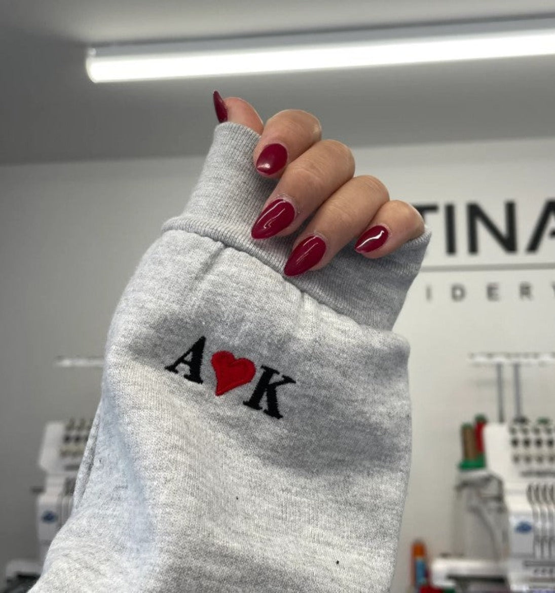 Embroidered Sleeve Initial Hoodie - Fashionable Look