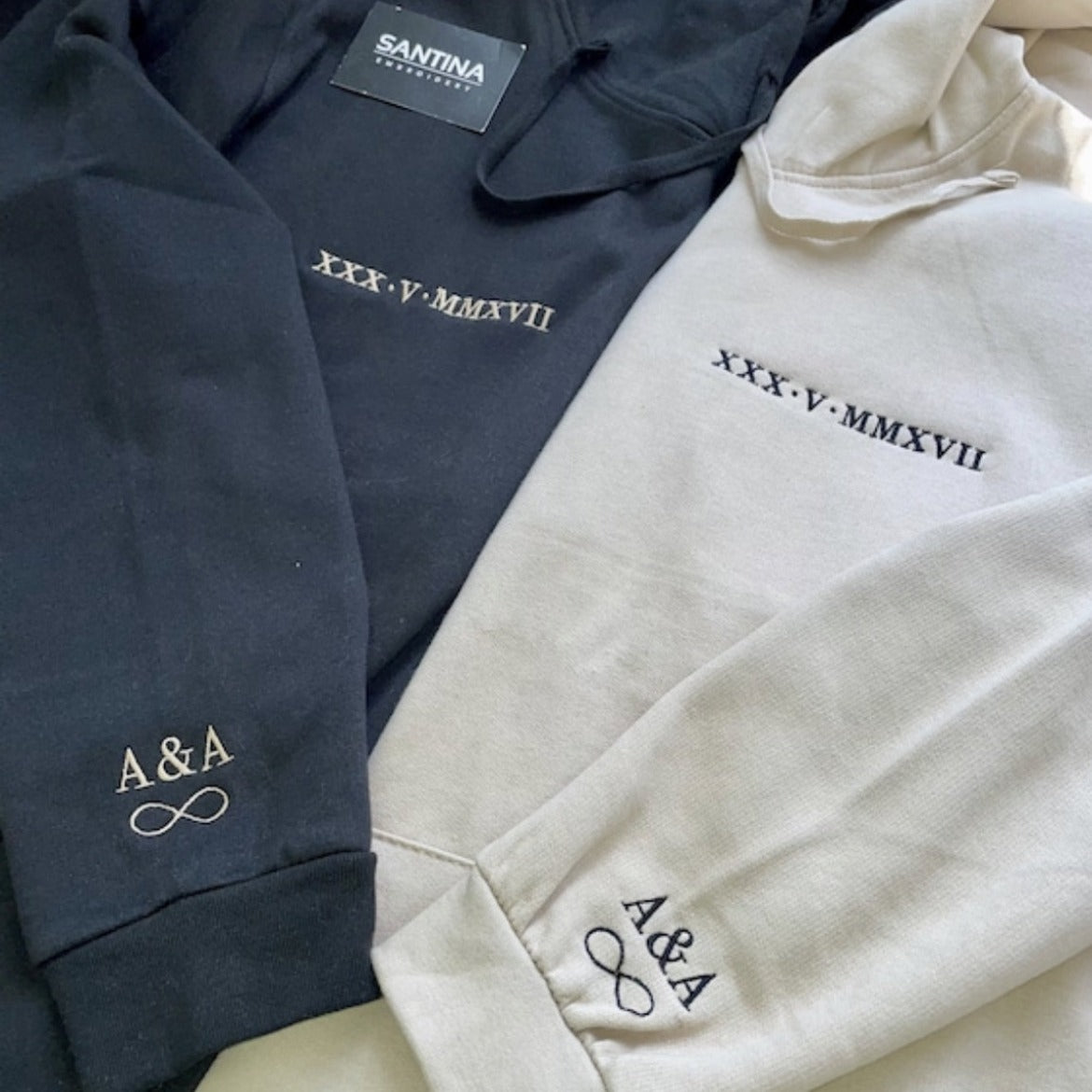 Custom Embroidered Hoodies with Roman Numerals – Santina Embroidery
