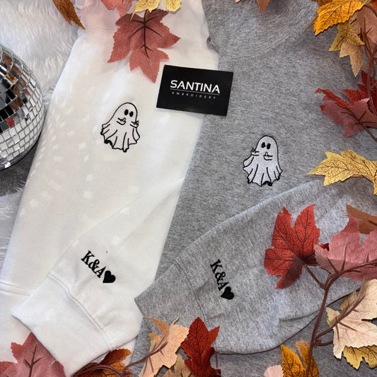Swearing ghosts embrodiered hoodies for couples with initials