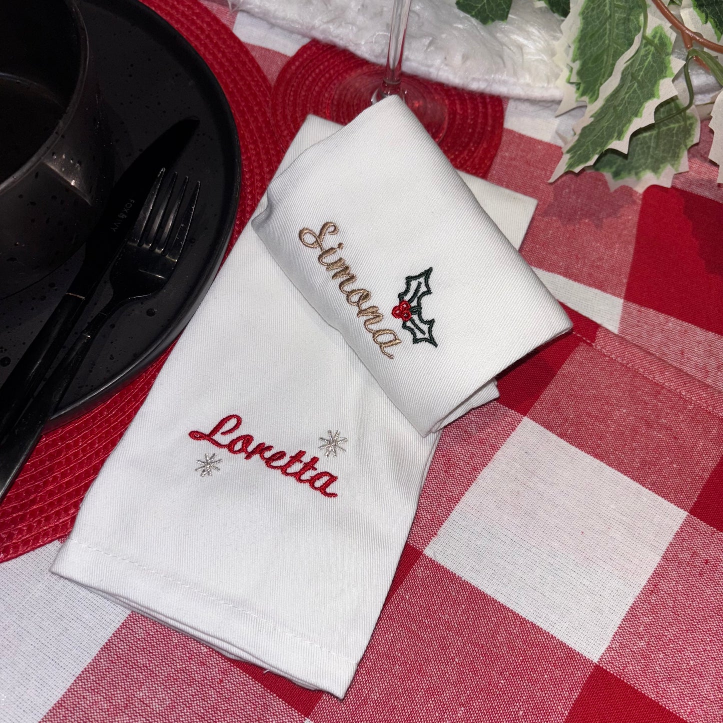 Personalised christmas napkins with name