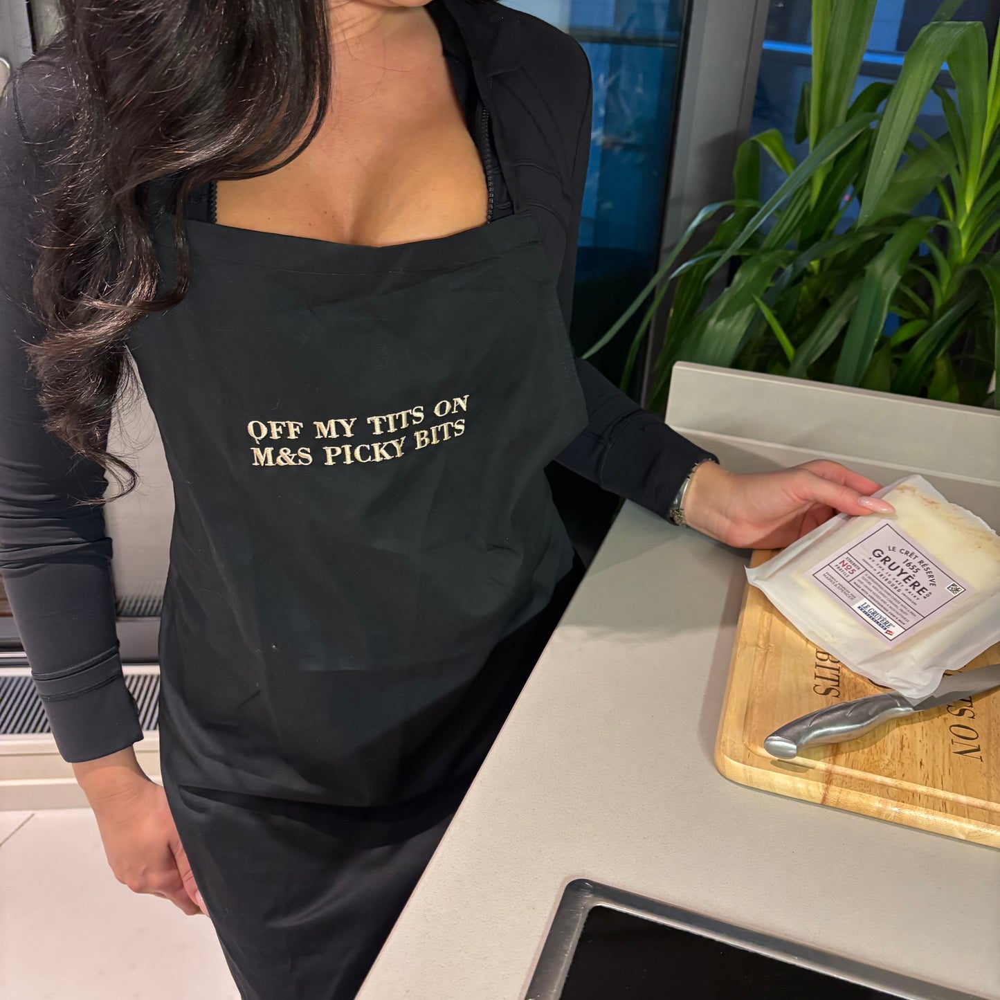 Off my tits on M&S picky bits unisex kitchen apron 🧑‍🍳