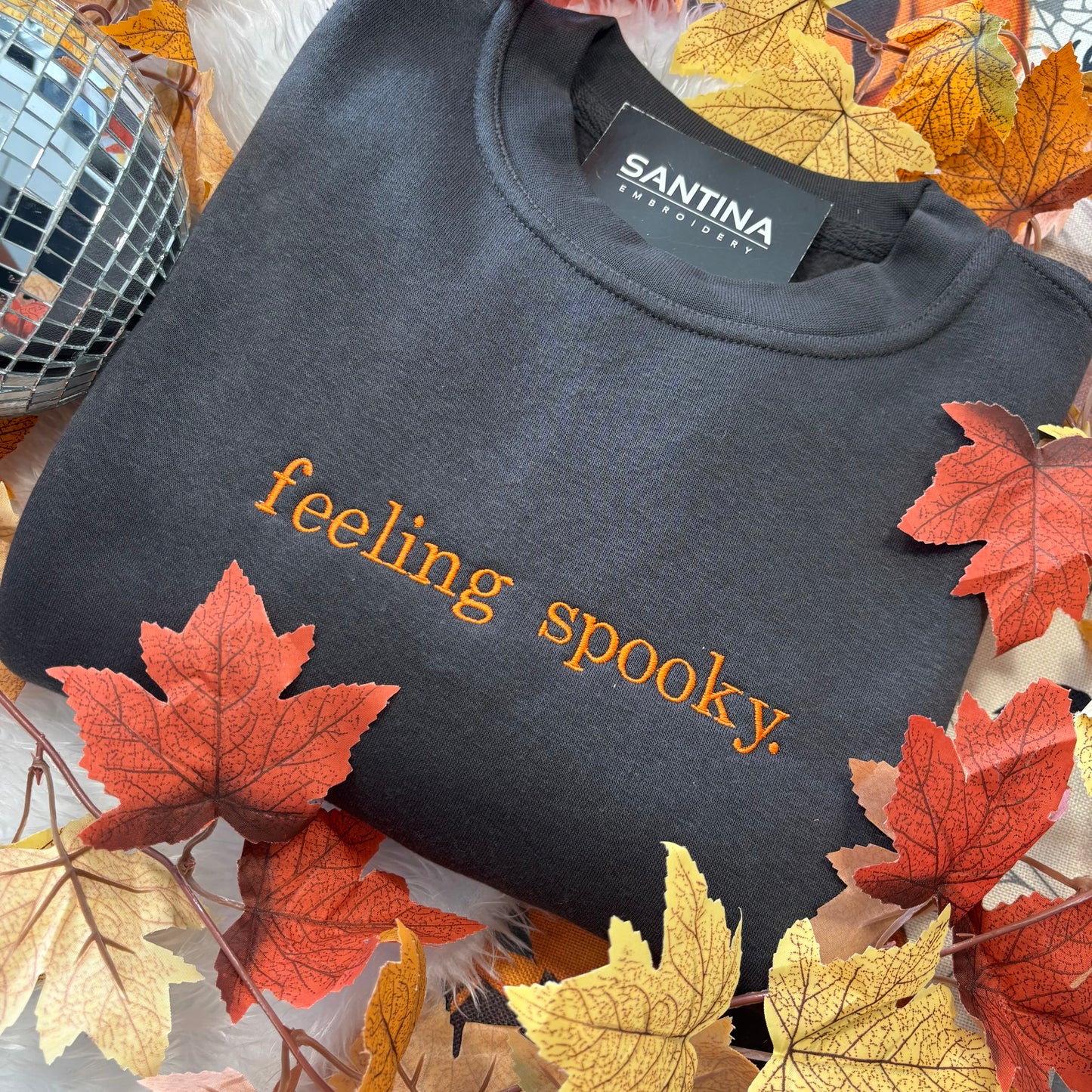Feeling spooky 👻 embroidered minimalist tee sweatshirt or hoodie