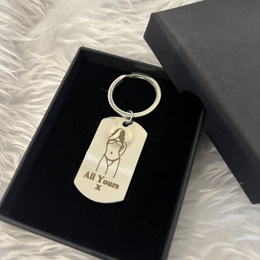 Spicy 🌶️  engraved photo outline keyring