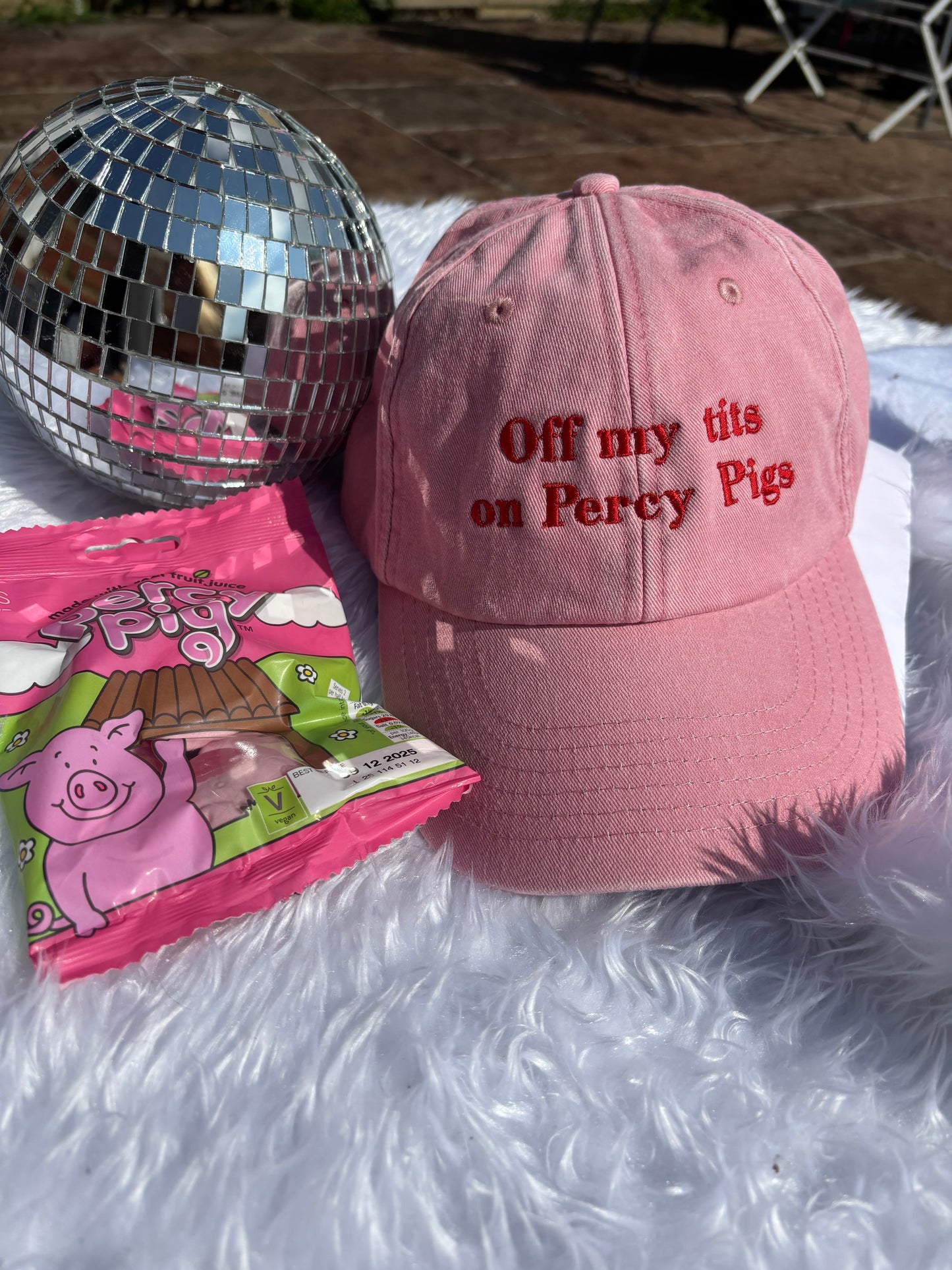 Off my tits on Percy pigs cap 🐷
