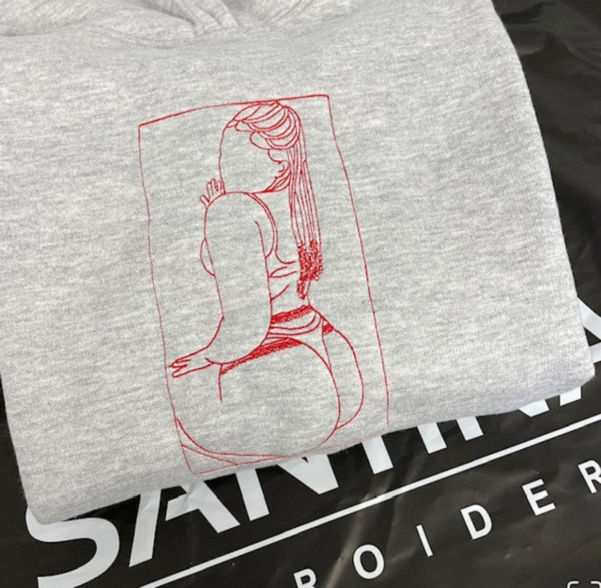 Custom Embroidered Portrait Photo Outline T-Shirt, Sweatshirt, or Hood –  Santina Embroidery