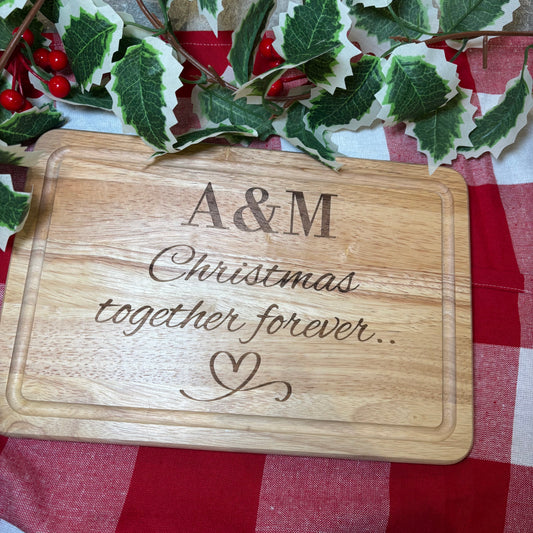 Customised chopping board with initials and text 💕 anniversary Xmas housewarming
