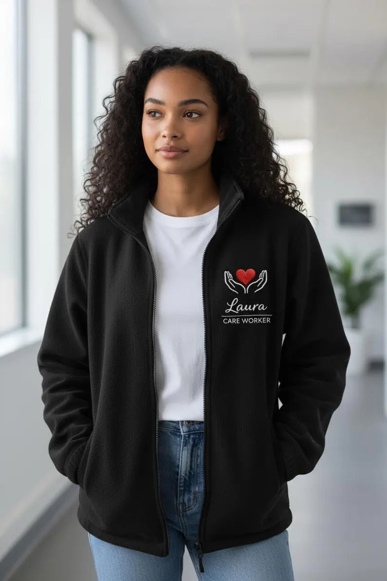 New designs , healthworker fleece or zip up personalised jackets