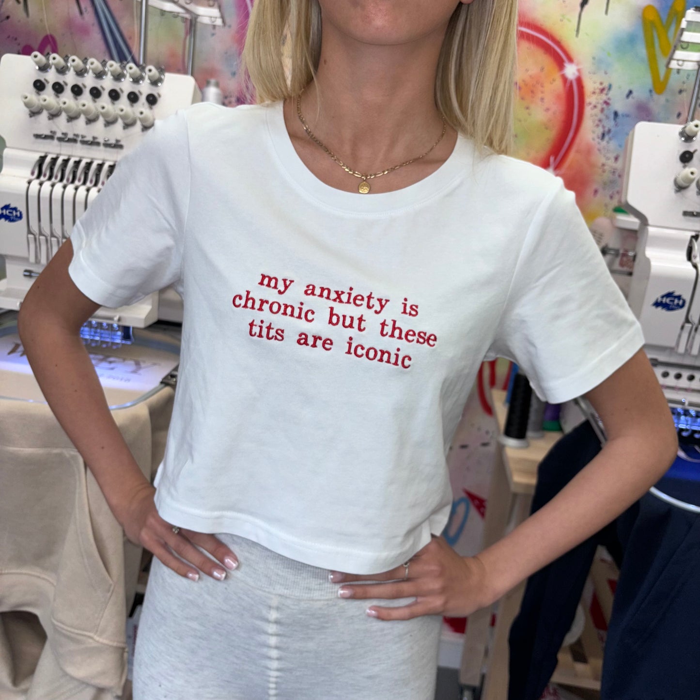 Anxiety chronic tits iconic baby tee