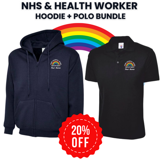 Healthcare worker NHS Bundle custom embroidered UNISEX POLO SHIRT & HOODIE