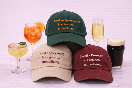 I need a (custom drink) & a cigarette, immediately cap  🥂 🚬