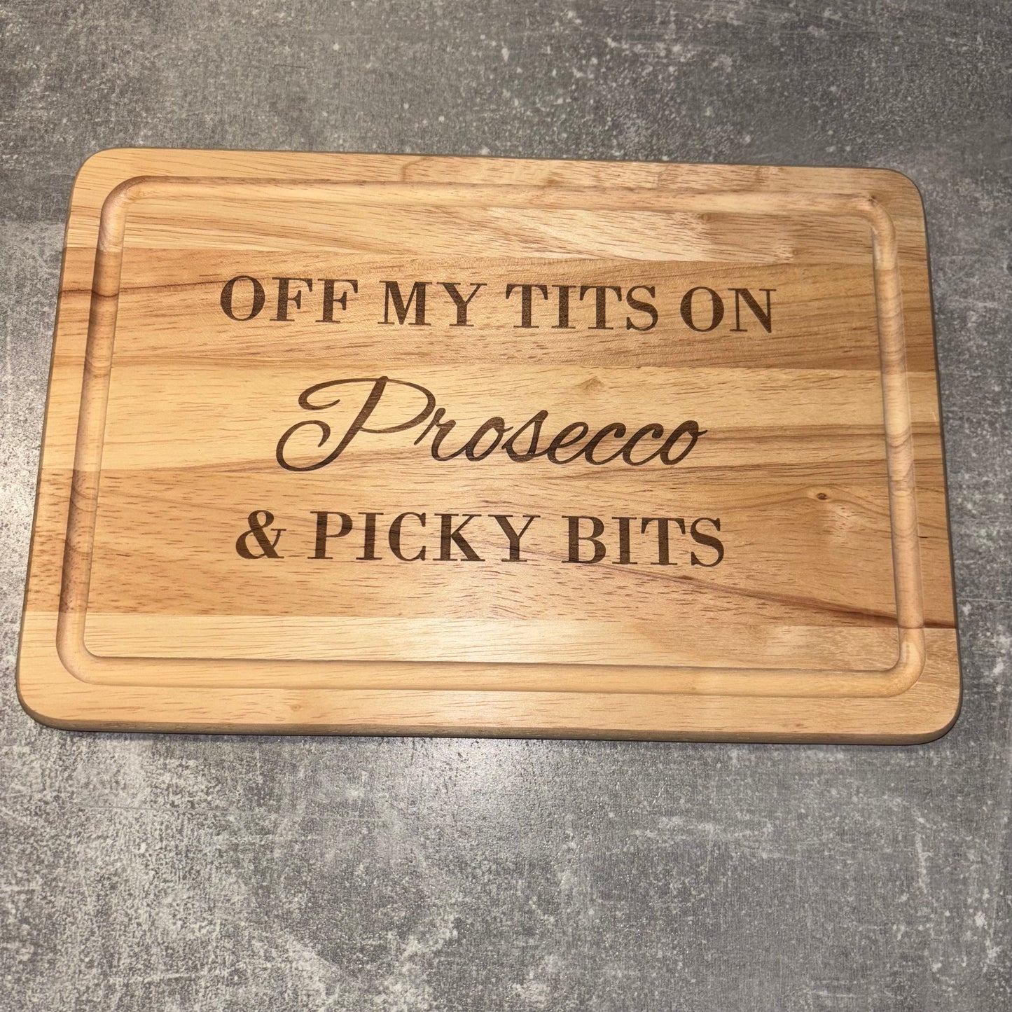 Off my tits on Prosecco (or champagne, vodka ect)  & picky bits serving board 🥂 🧀