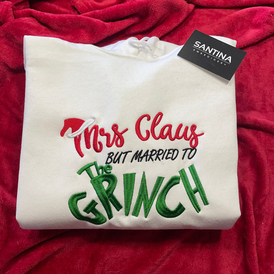 Mrs Claus + the Grinchh funny Christmas sweater or hoodie
