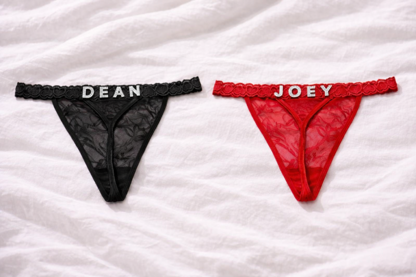 Personalised diamante name thong