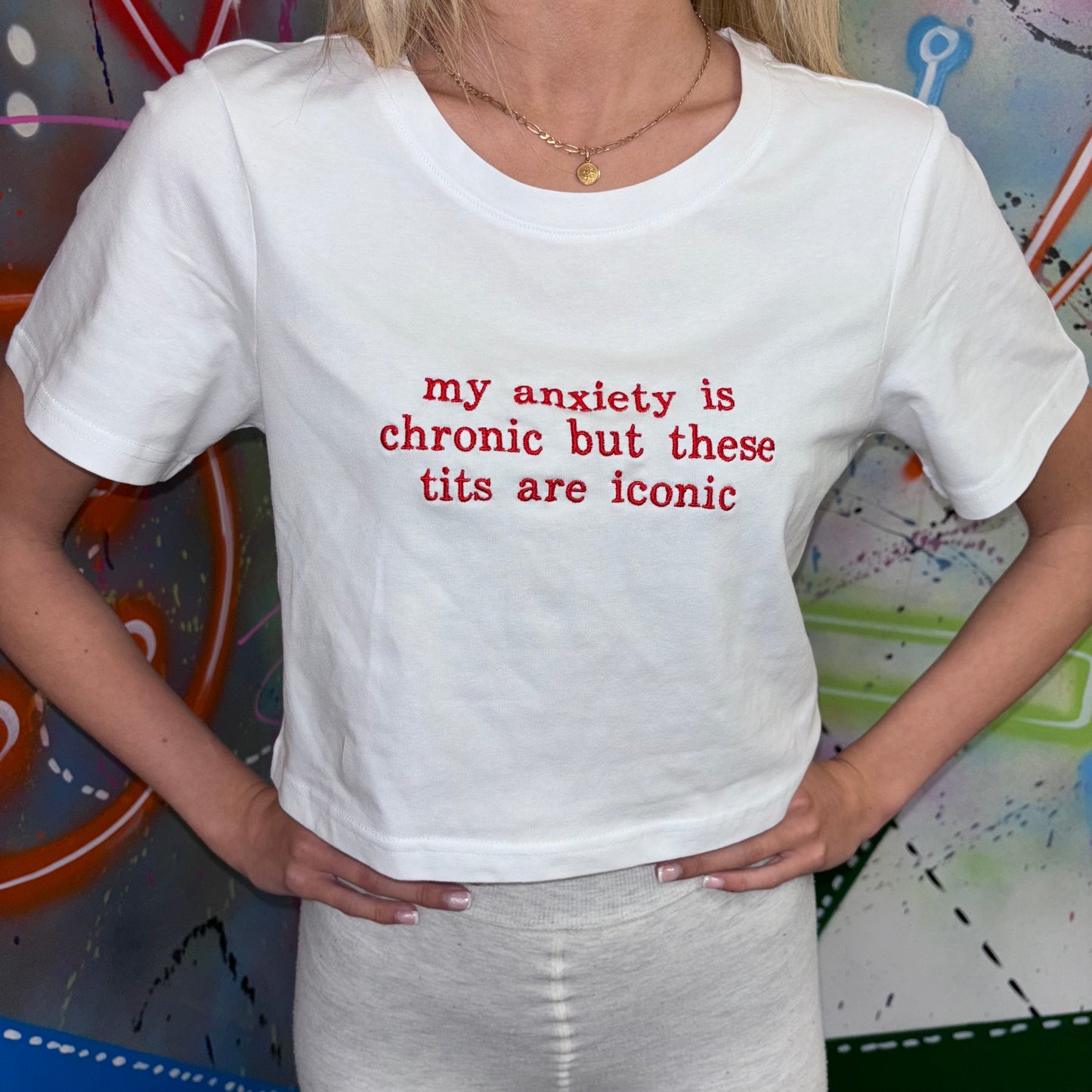 Anxiety chronic tits iconic baby tee