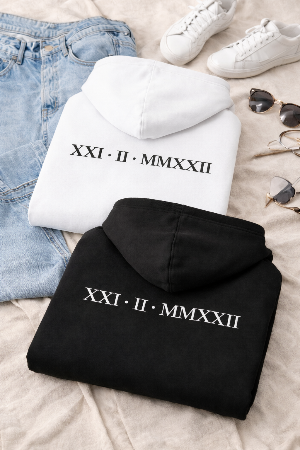 Roman numeral BACK embroidered hoodie
