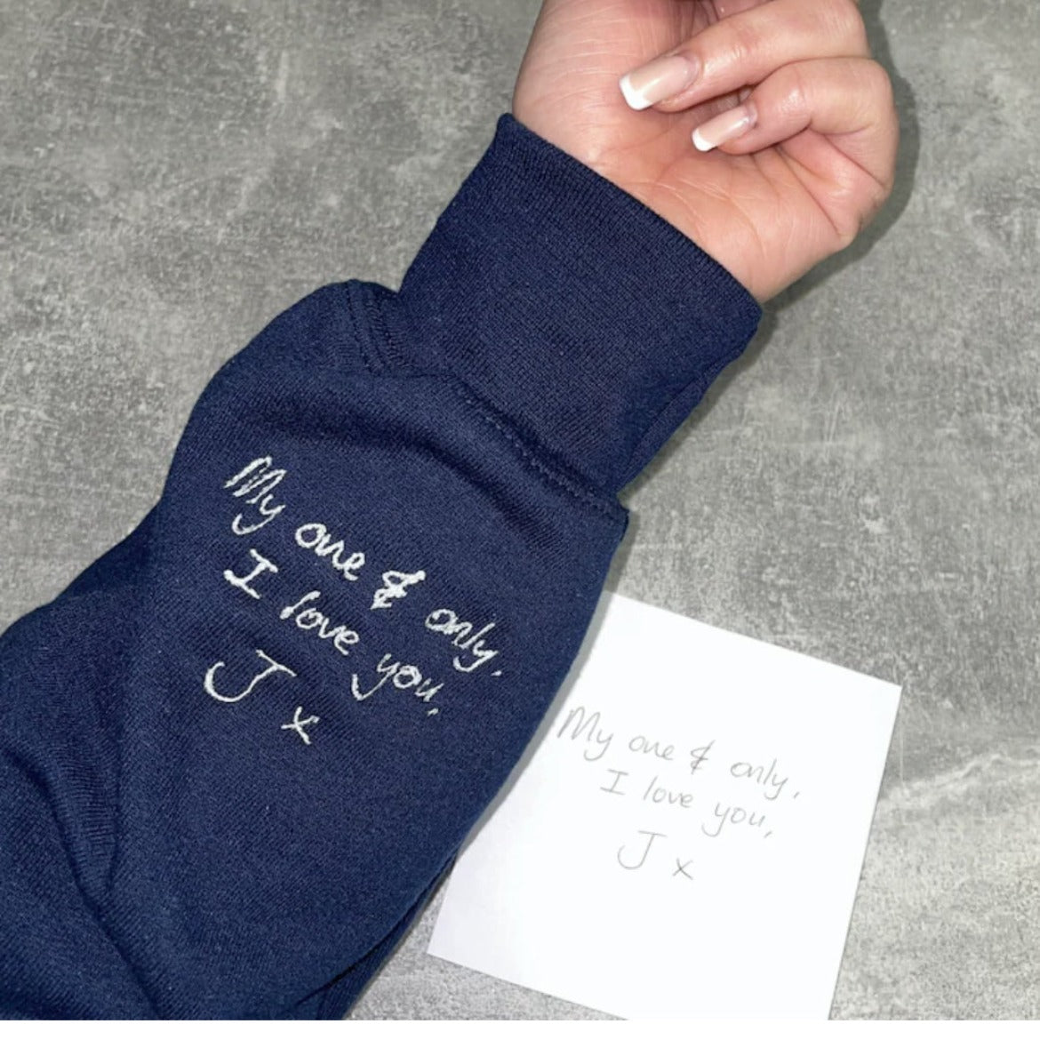 Custom Sweatshirt with Personalized Handwritten Embroidery