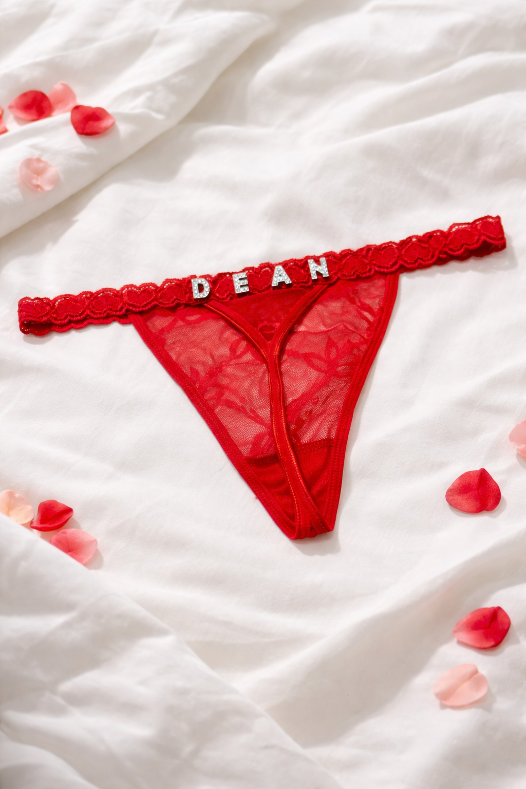 Personalised diamante name thong
