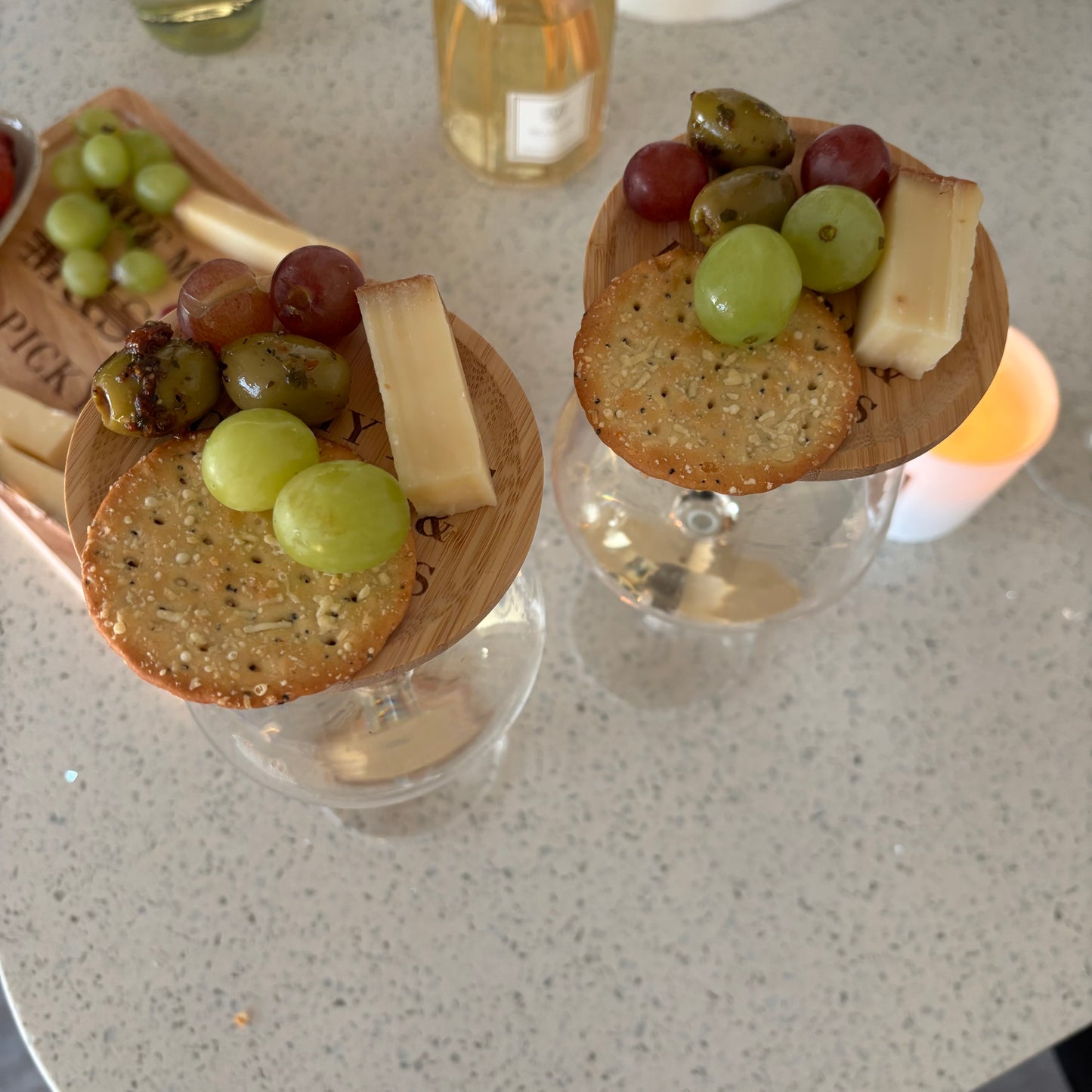 Engraved charcuterie wine glass toppers. Picky bits boards for wine / cocktail glass 🍷