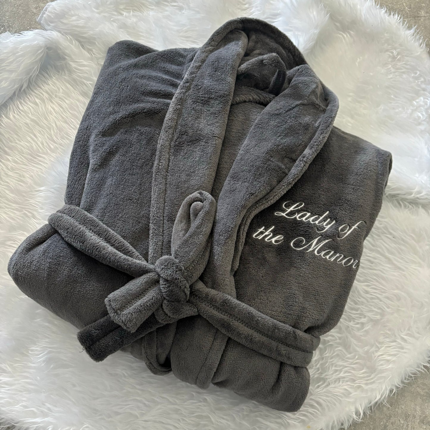 custom embroidered bath robes, initials or text.