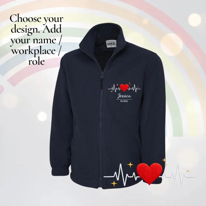 New designs , healthworker fleece or zip up personalised jackets