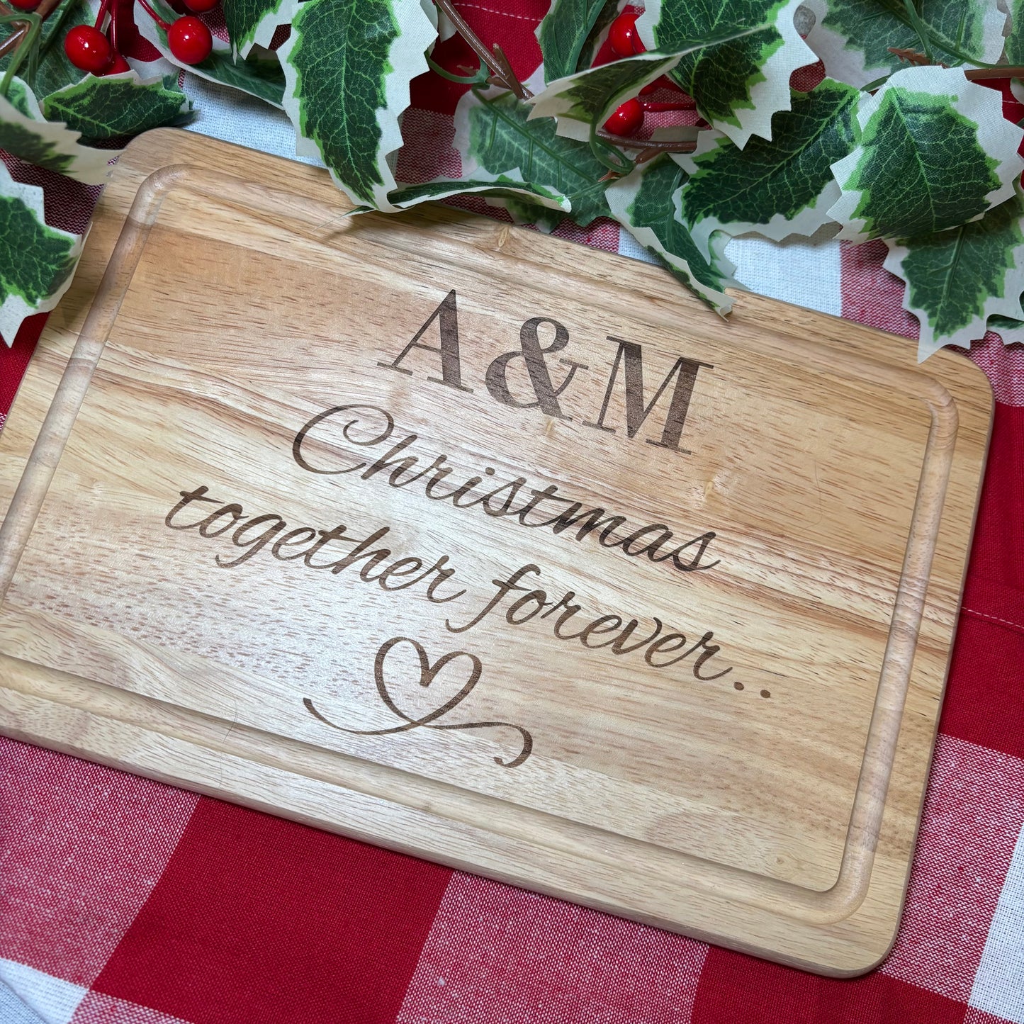 Customised chopping board with initials and text 💕 anniversary Xmas housewarming
