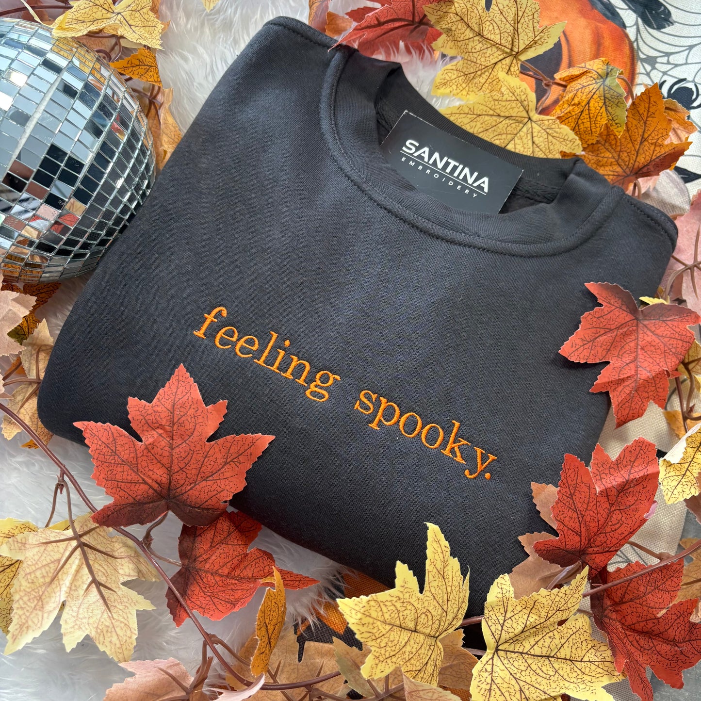 Feeling spooky 👻 embroidered minimalist tee sweatshirt or hoodie