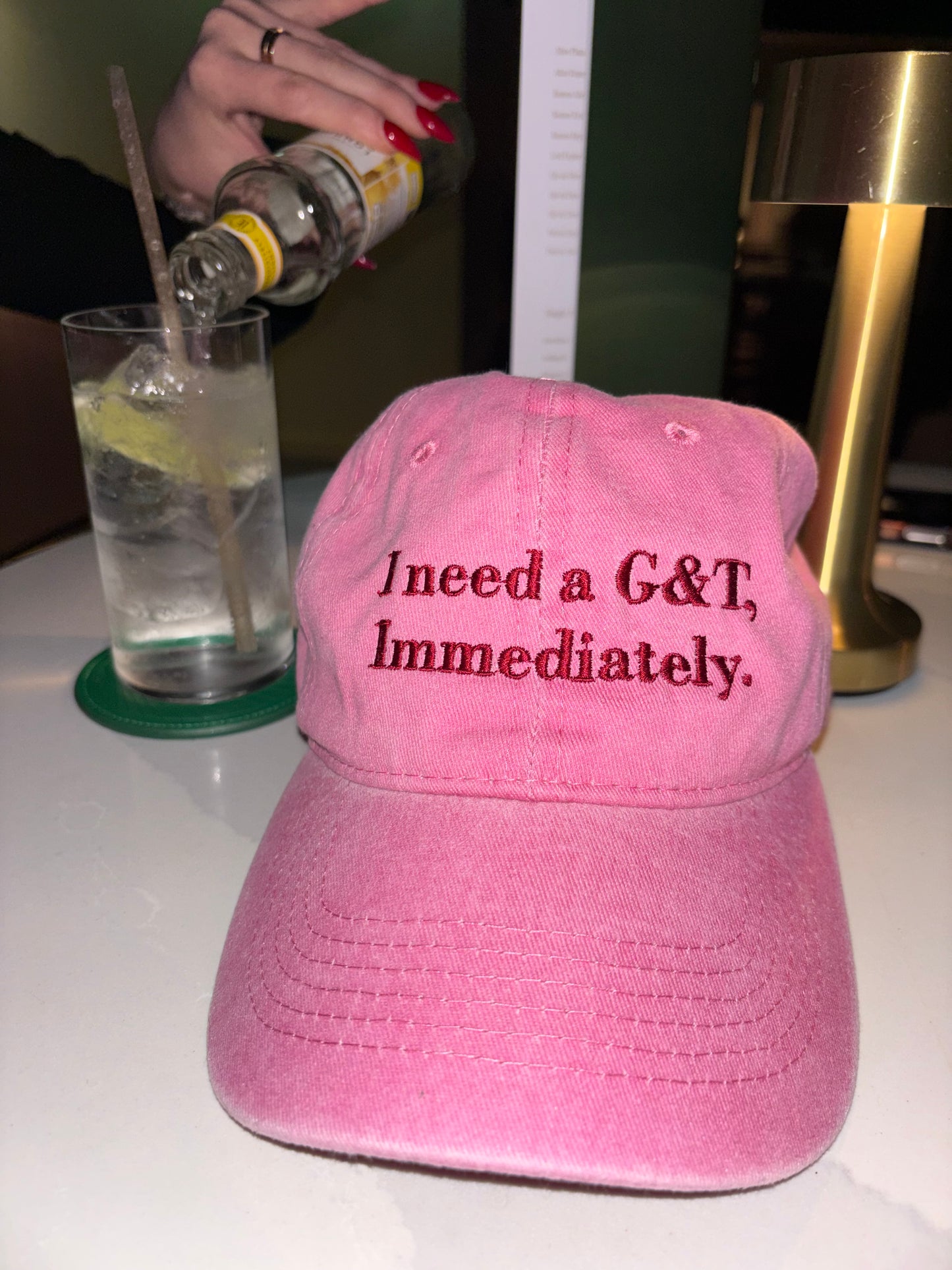I need a (custom drink), immediately cap  🥂