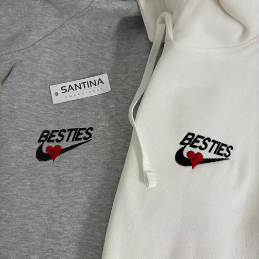 Besties embroidered crewneck or hoodie