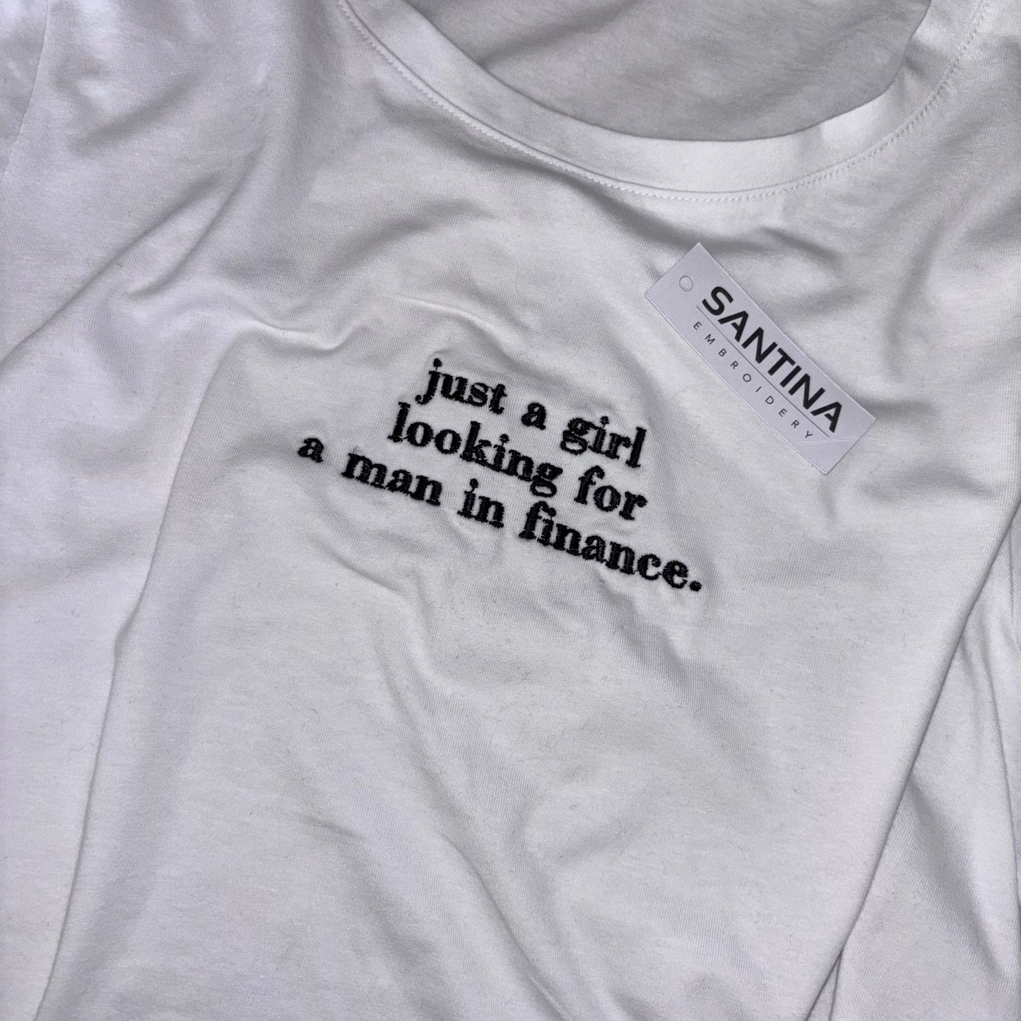 Ladies 'just a girl looking for a man in Finance' tee / sweater / hoodie