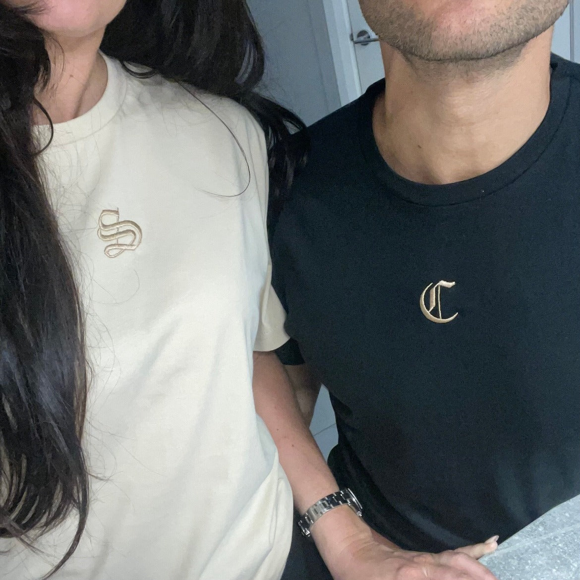 Embroidered Initial Tee - Premium Quality Fabric