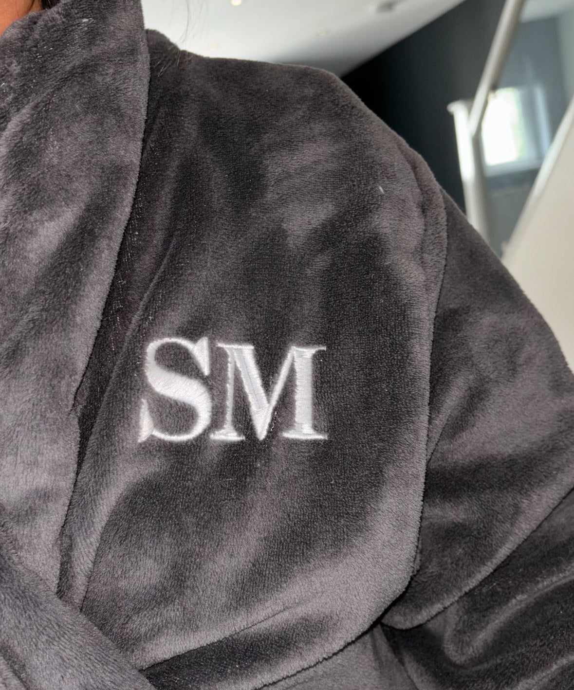 custom embroidered bath robes, initials or text.