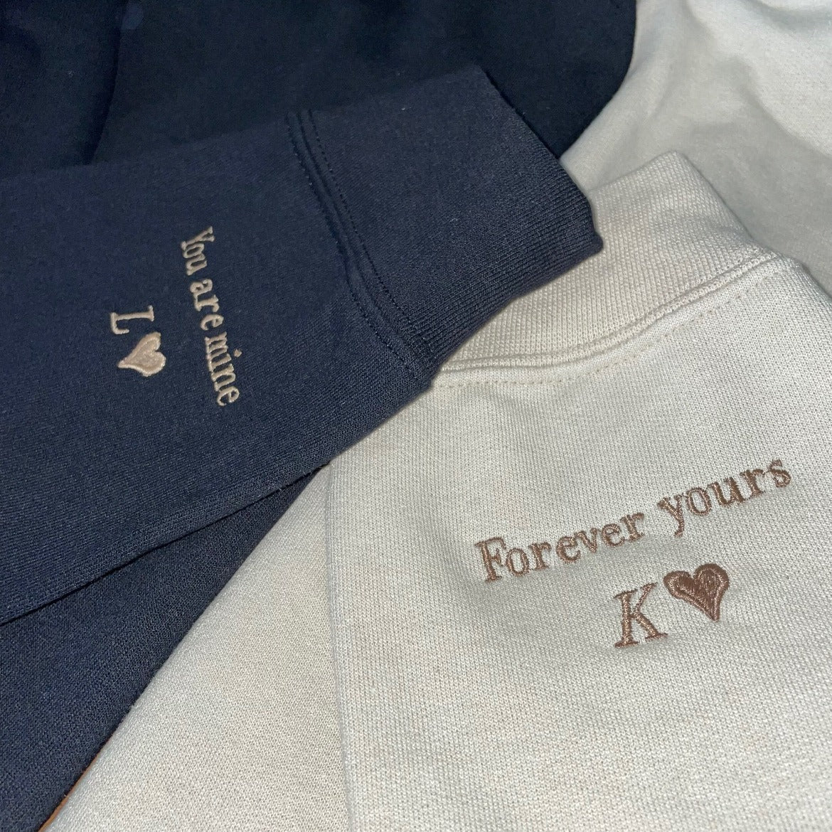 Custom Message Embroidered Sleeve Sweatshirt or Hoodie Santina