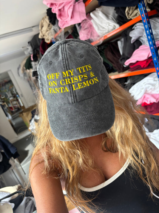 Off my tits on crisps & f4nta lemon 🍋  cap