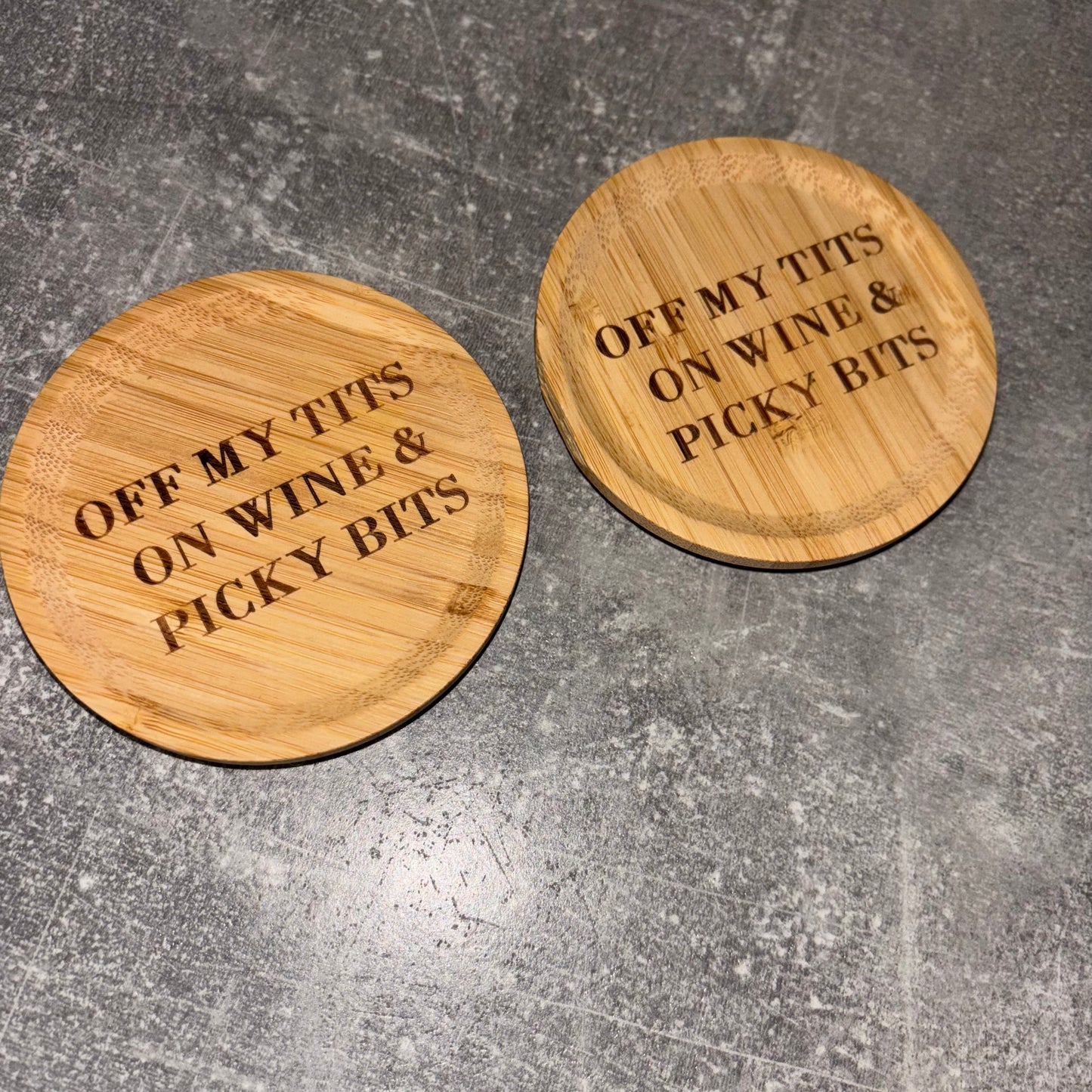 Engraved charcuterie wine glass toppers. Picky bits boards for wine / cocktail glass 🍷