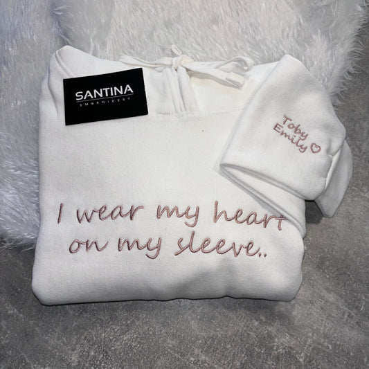 I Wear My Heart On My Sleeve Mothers day sweatshirt or hoodie with With Children's Names