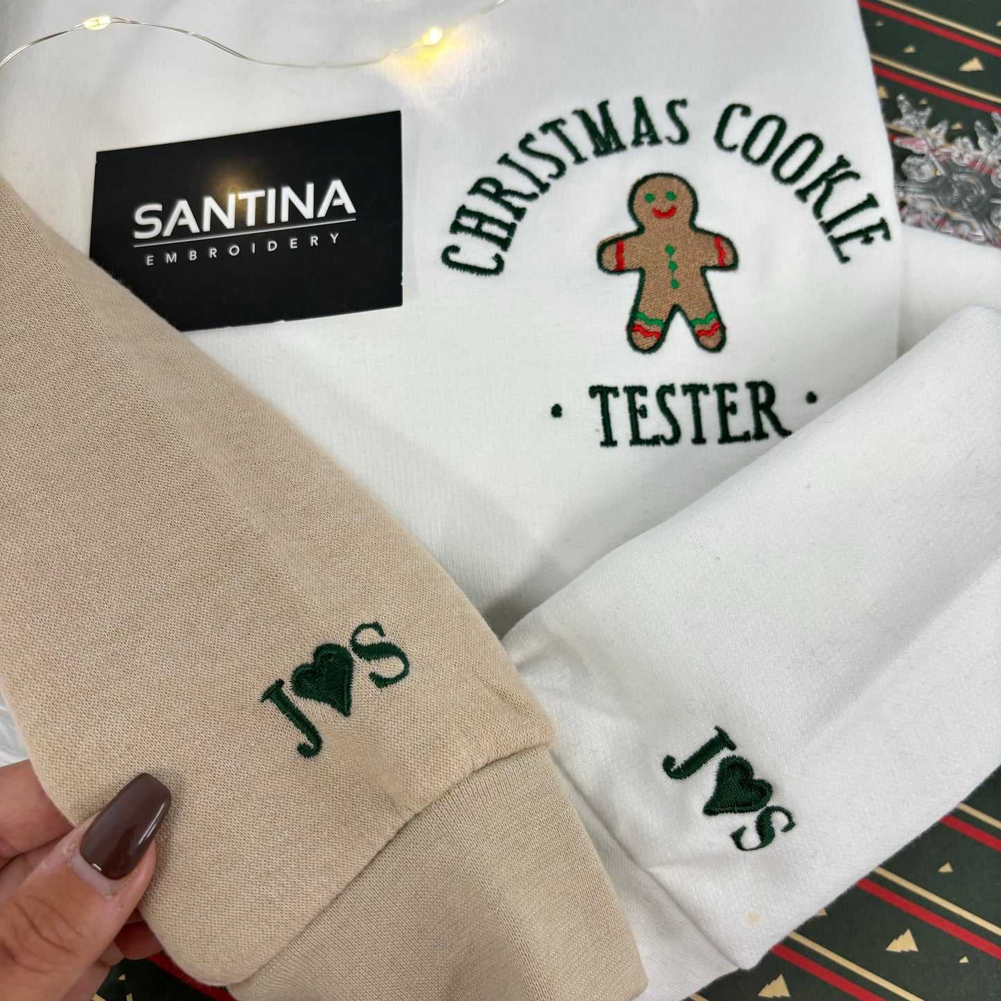 Christmas cookie tester baker embroidered sweatshirt matching sweat Santina Embroidery