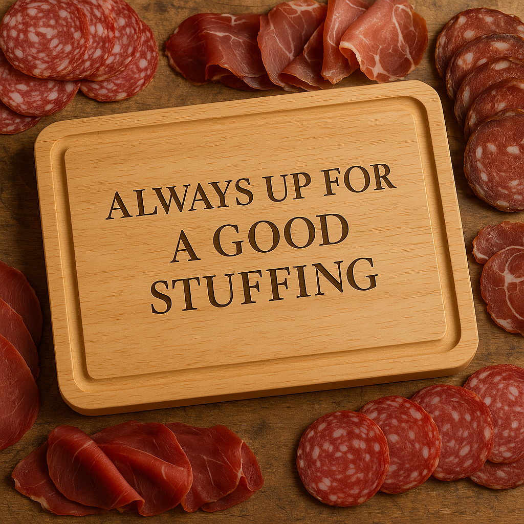 Always up for a good stuffing, funny cheeky engraved chopping / charcuterie board